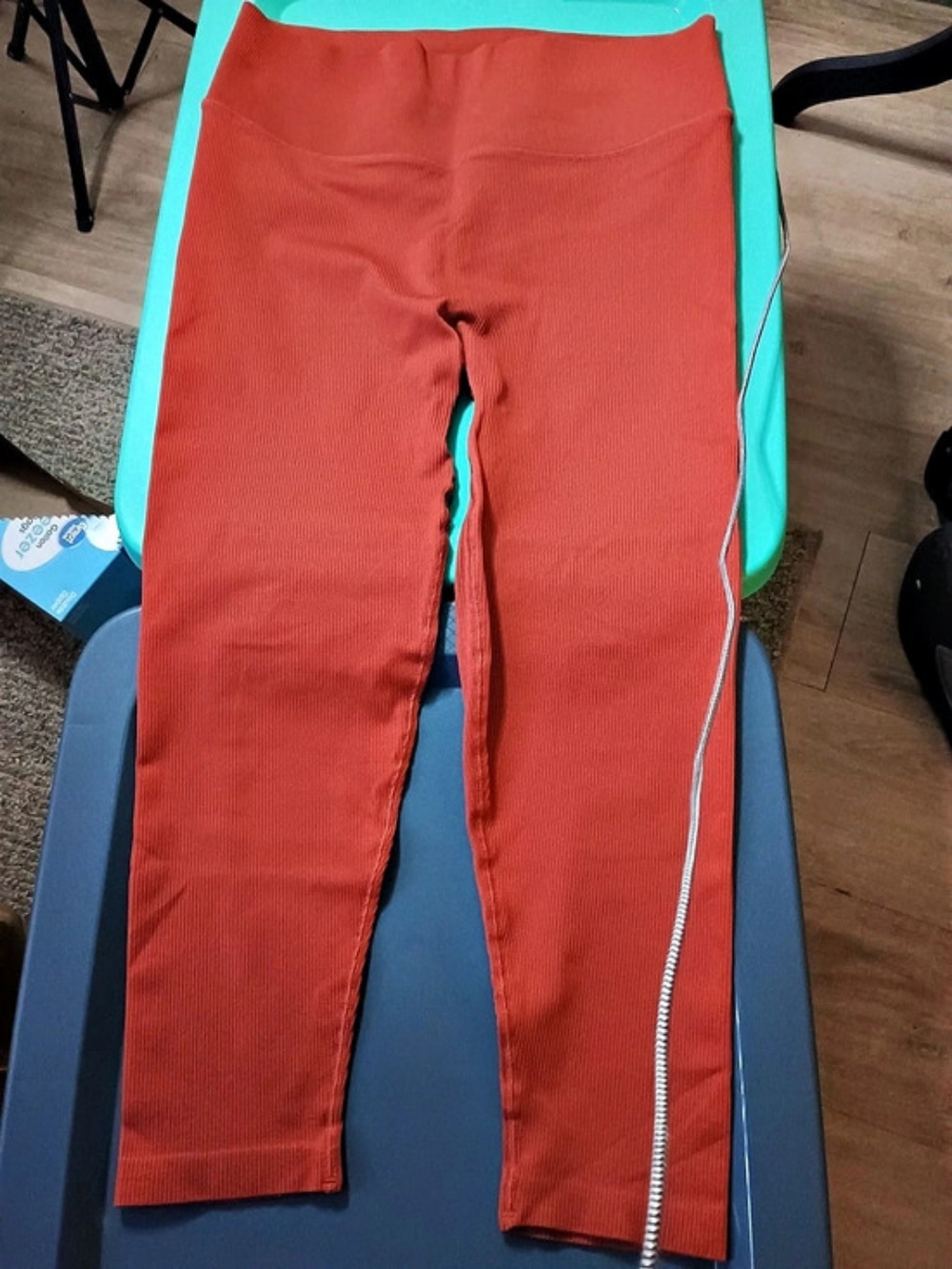 Victoria Sport Ribbed Leggings Ribbed Athletic Leggings Red Size XL